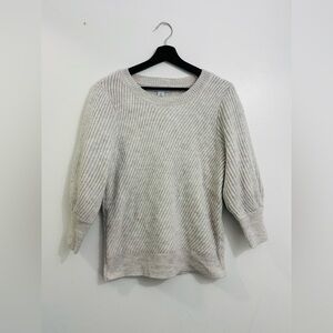 Liz Claiborne Women's Ribbed Gray Metallic Pullover Sweater, Size M